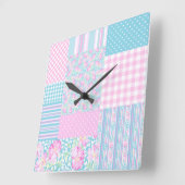 Roses roses, Papillons Faux Patchwork Horloge mura (Angle)