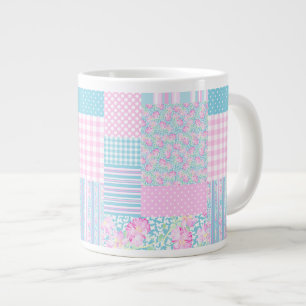 Roses roses, Papillons Faux Patchwork Jumbo Mug