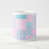Roses roses, Papillons Faux Patchwork Jumbo Mug (Devant)