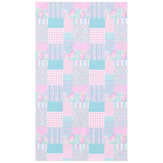 Roses roses, Papillons Faux Patchwork Nappe (Devant)