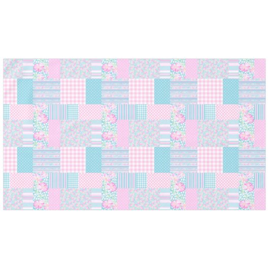 Roses roses, Papillons Faux Patchwork Nappe (Devant (Horizontal))