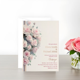 Roses roses rose vif Aquarelle Mariage Invitations