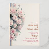 Roses roses rose vif Aquarelle Mariage Invitations (Recto)
