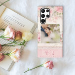 Roses roses roses avec photo et monogramme<br><div class="desc">Très joli et féminin design avec modèle photo carré et deux premiers champs de texte monogramme sur un délicat motif rose rose pastel.</div>