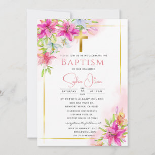Roses roses roses Baptême Invitation fille