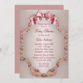Roses roses roses Bébé Fille Douche Invitations (Devant / Derrière)
