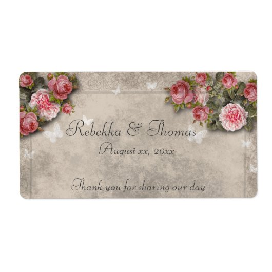 Roses roses roses et papillons Vin / Étiquette de (Devant)