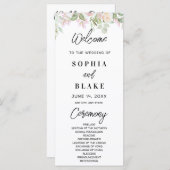 Roses roses roses et vert programme de mariage (Devant / Derrière)