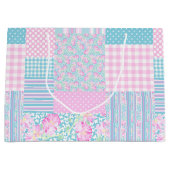 Roses roses roses Faux Patchwork Grand sac cadeau (Devant)
