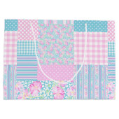 Roses roses roses Faux Patchwork Grand sac cadeau (Dos)