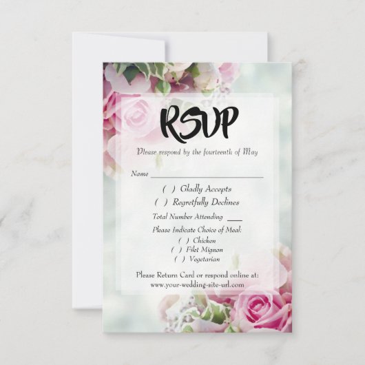 Roses Roses Roses Gras Script Mariage RSVP Carte d (Devant)