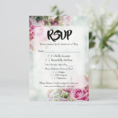 Roses Roses Roses Gras Script Mariage RSVP Carte d (Debout devant)