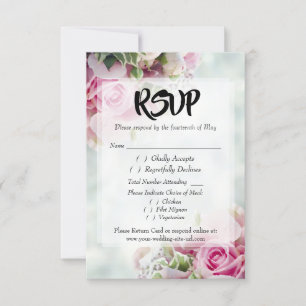 Roses Roses Roses Gras Script Mariage RSVP Carte d
