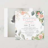 Roses Roses Roses Roses Roses Baptême Invitation (Devant / Derrière)