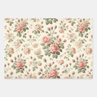 Roses roses roses sur papier d'enveloppement Vinta