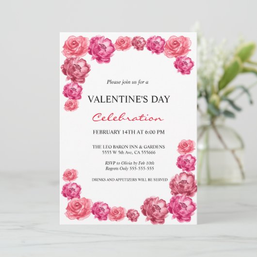 Roses roses roses Valentine's Day Party Invitation (Debout devant)