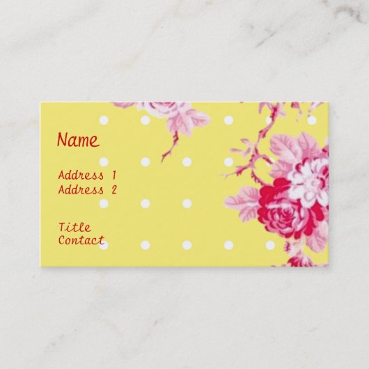 Roses roses Sur Carte de visite Jaune (Devant)