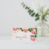 Roses roses sur le carte de visite (Debout devant)