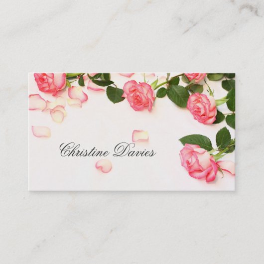 Roses roses sur le carte de visite (Devant)