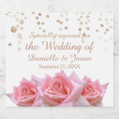 Roses roses sur le Étiquette de vin blanc brillant (Étiquettes simples)