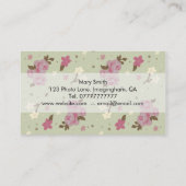 Roses roses sur les cartes de visite floraux verts (Dos)