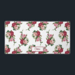 Roses roses vintages avec nom-Arrière - plan blanc<br><div class="desc">Belles vaporisations de roses vintages roses,  rouges et blancs et feuillage vert en répétition éditable motif sur arrière - plan transparent (blanc utilisé dans l'échantillon). Personnalisez avec votre nom ou votre monogramme.</div>