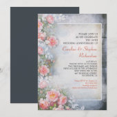 roses roses vintages invitations anniversaire (Devant / Derrière)