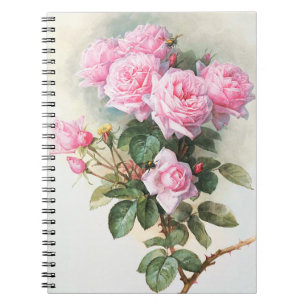 Roses roses vintages peignant le carnet