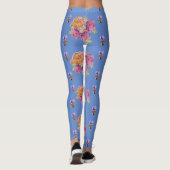 Roses roses violet Chabby aquarelle Leggings bleus (Dos)