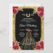 Roses rouge et or Charra Mis Quince Invitation (Devant)