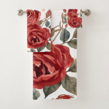 Roses Rouges Aquarelle Florale Botanique Peinte