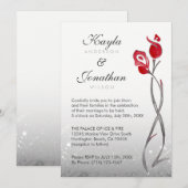 Roses rouges argentés des invitations | de mariage (Devant / Derrière)