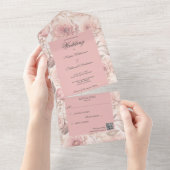 Roses rouges avec code QR Invitation Tout en Un (Déchirure)