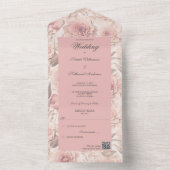 Roses rouges avec code QR Invitation Tout en Un (À l'intérieur)