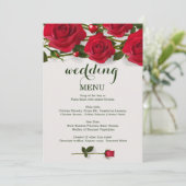 Roses rouges avec coeur Mariage Carte Menu (Debout devant)