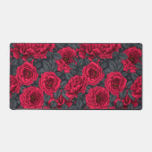 Roses rouges avec feuilles gris sur noir (Recto)