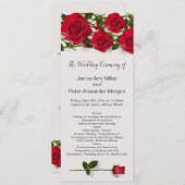 Roses rouges avec le coeur Programme de mariage (Devant / Derrière)