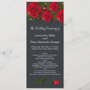 Roses rouges avec le coeur sur le programme de mar