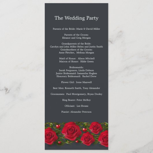 Roses rouges avec le coeur sur le programme de mar (Dos)