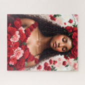 Roses Rouges Beau Puzzle Femme Noire (Horizontal)