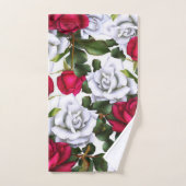 Roses Rouges & Blanches Shabby Chic Rustique Glamo (Serviette à main)