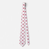 Roses rouges chic motif floral sur cravate blanche (Devant)
