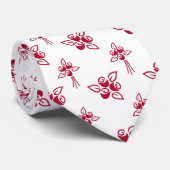 Roses rouges chic motif floral sur cravate blanche (Roulé)