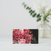 Roses rouges classiques Cartes de visite noirs (Debout devant)
