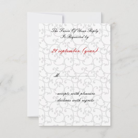 roses rouges damask cartes rsvp standard 3,5 x 5 (Dos)