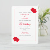 Roses rouges Élégant Faire-part de mariage Floral (Debout devant)