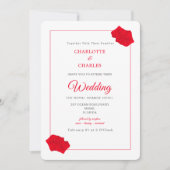 Roses rouges Élégant Faire-part de mariage Floral (Devant)