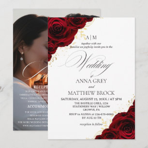 Roses Rouges⎮ Élégante Invitation de Mariage Tout
