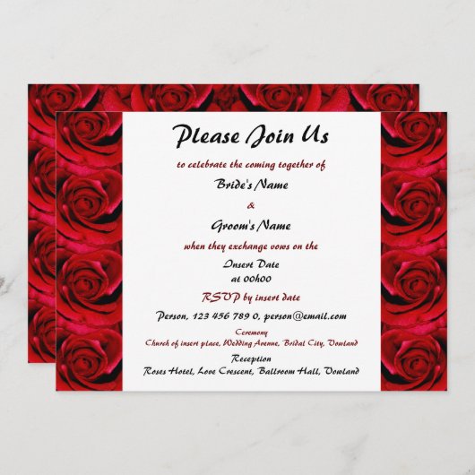 roses rouges épousant des invitations - (Devant / Derrière)