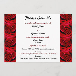roses rouges épousant des invitations -
